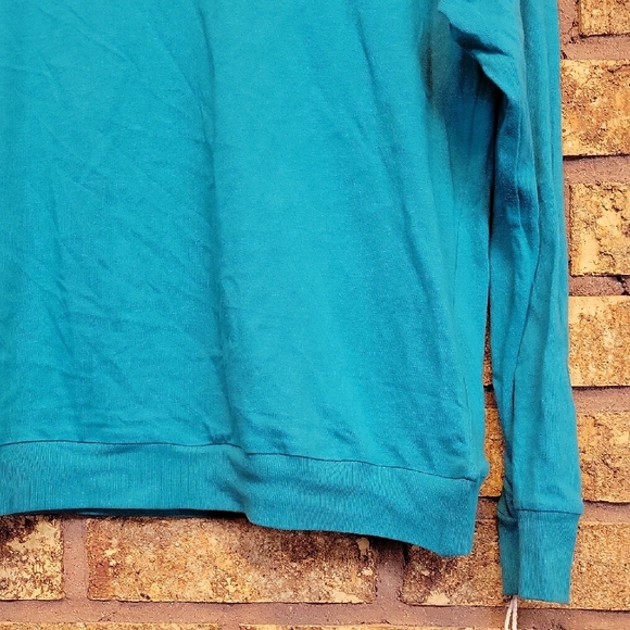 Poof! Women's Teal Long Sleeve Stretchy Shirt Size Large - Picture 7 of 11